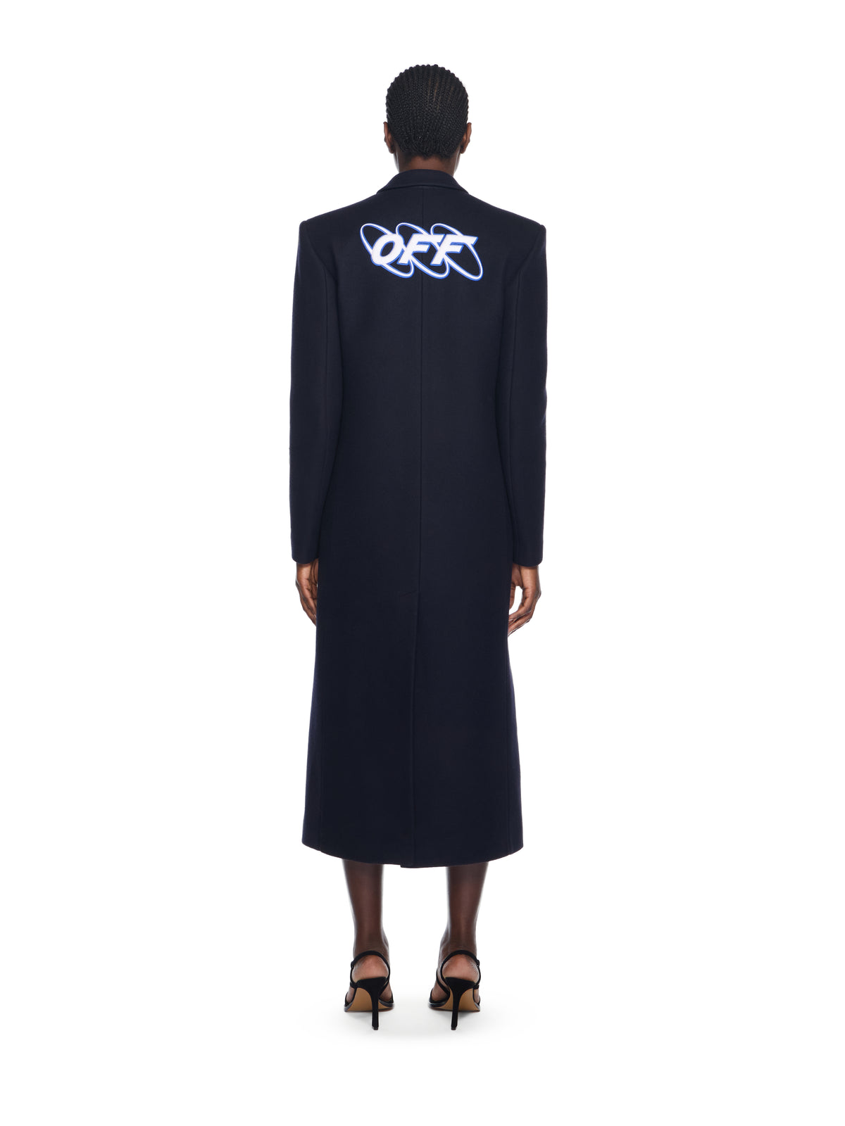 OFF WHITE Long Tailored Wool Coat BLUE IRIS-WHITE OWER02JF25FAB001
