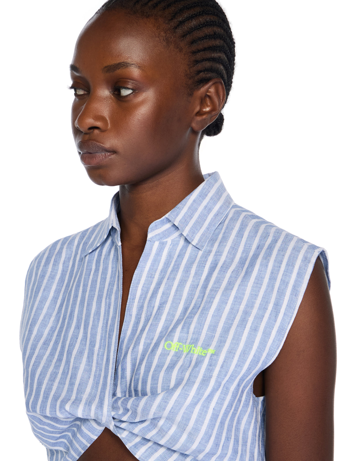 OFF WHITE Striped Sleeveless Shirt LIGHT BLUE - WHITE OWGA09ET25FAB001