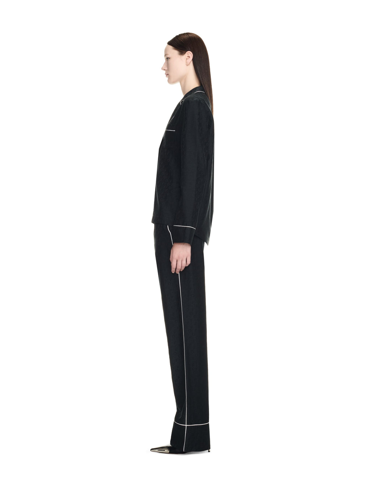 OFF WHITE Off Jacq Pajama Ls Shirt BLACK OWGE016F23FAB002