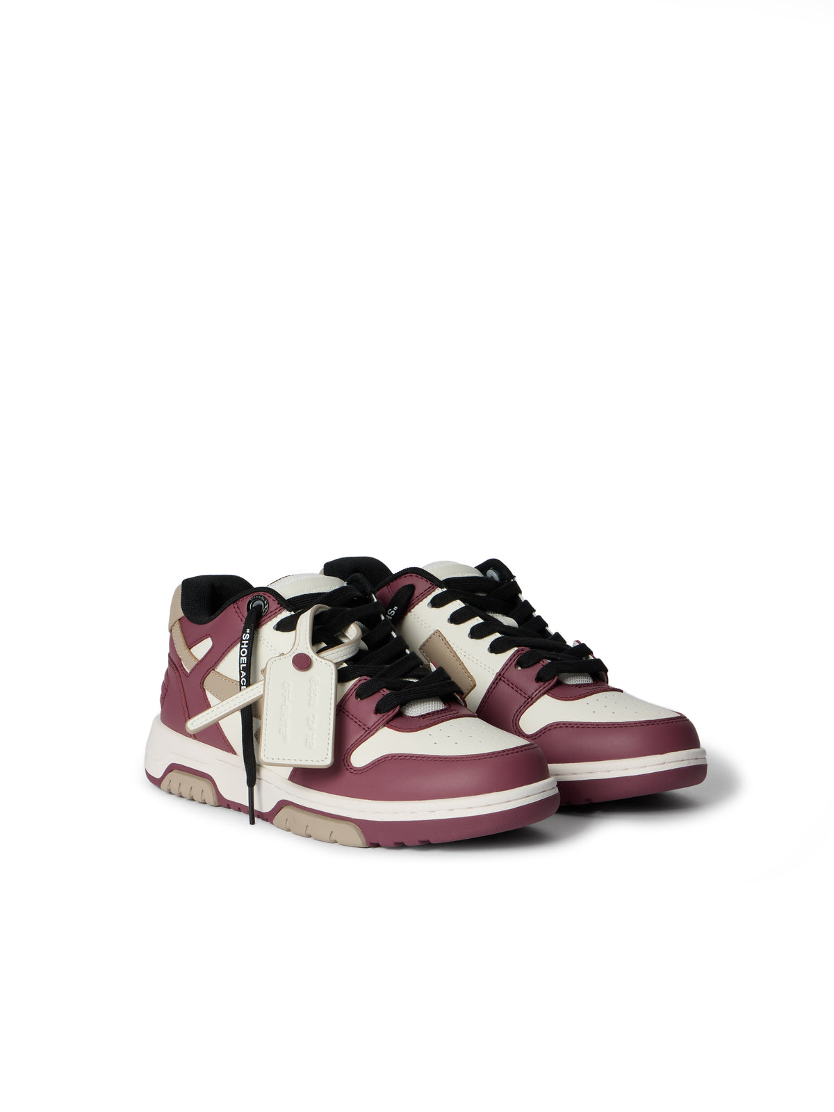 OFF WHITE Out Of Office Leather Sneakers WHITE - BURGUNDY OWIA259F25LEA003