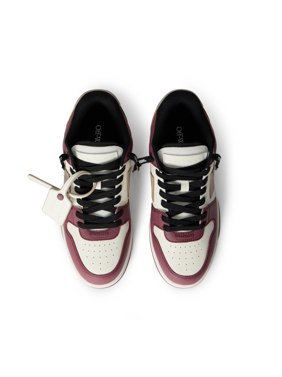 OFF WHITE Out Of Office Leather Sneakers WHITE - BURGUNDY OWIA259F25LEA003