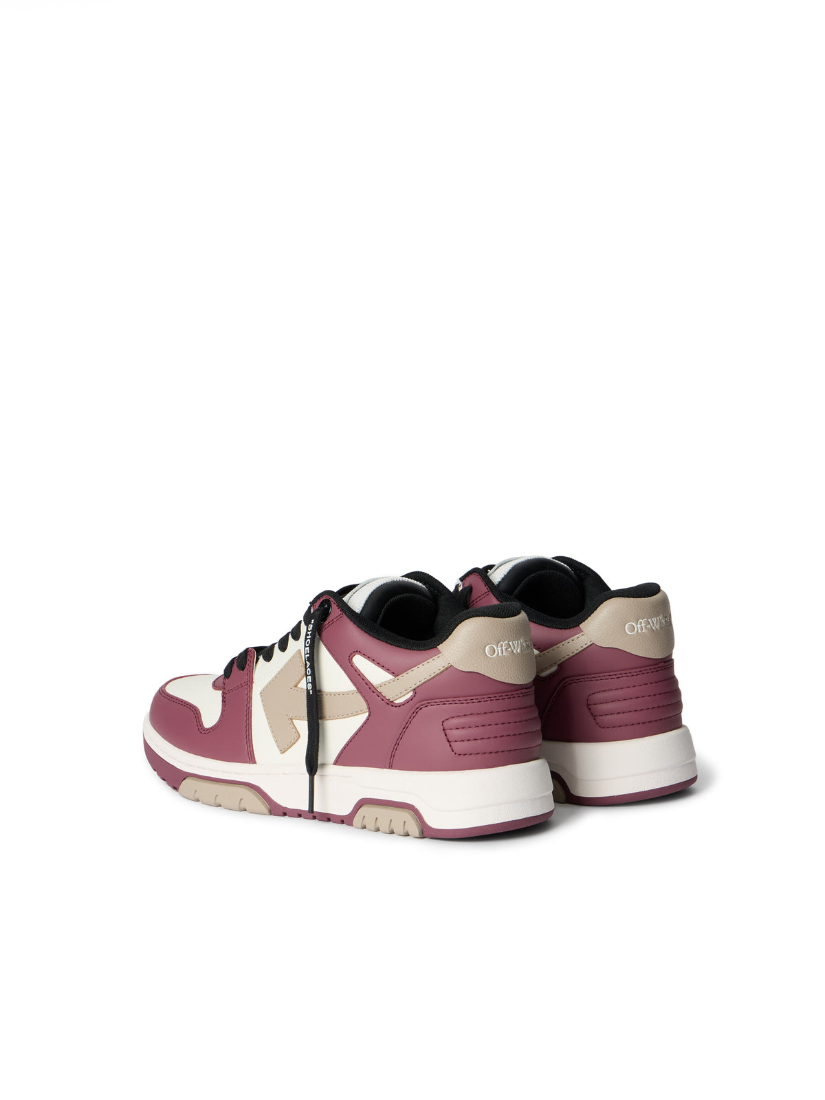 OFF WHITE Out Of Office Leather Sneakers WHITE - BURGUNDY OWIA259F25LEA003
