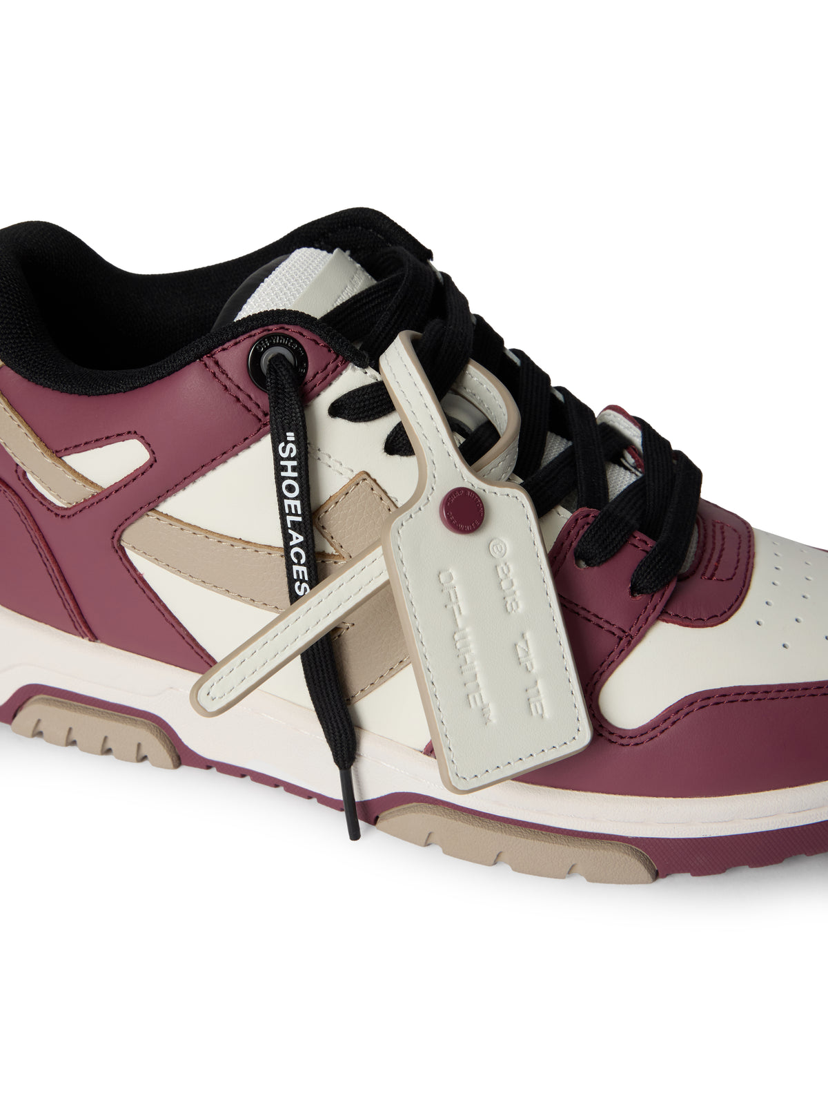 OFF WHITE Out Of Office Leather Sneakers WHITE - BURGUNDY OWIA259F25LEA003