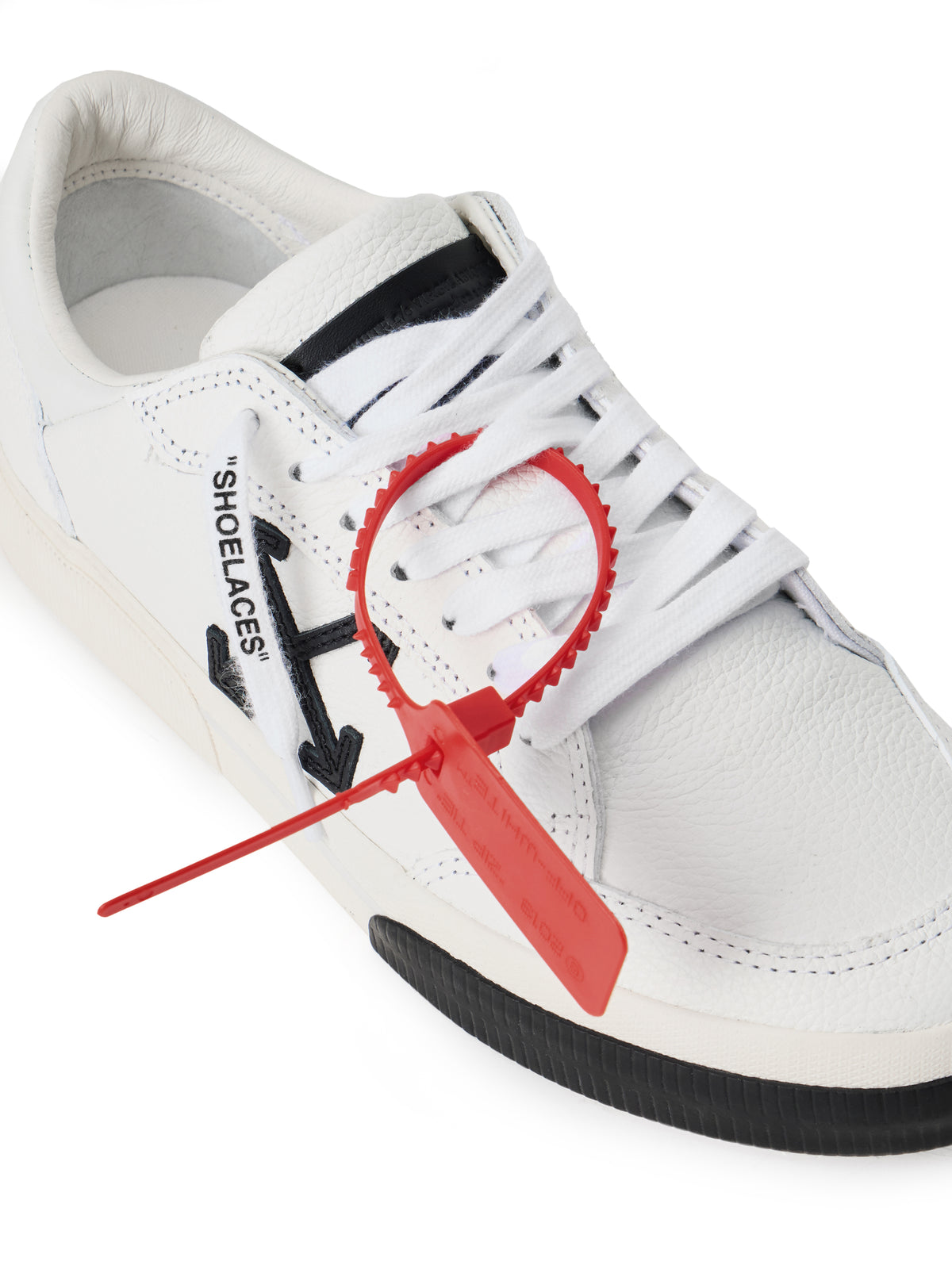 OFF WHITE Vulcanized Low Leather Sneakers WHITE/BLACK OWIA288C99LEA002
