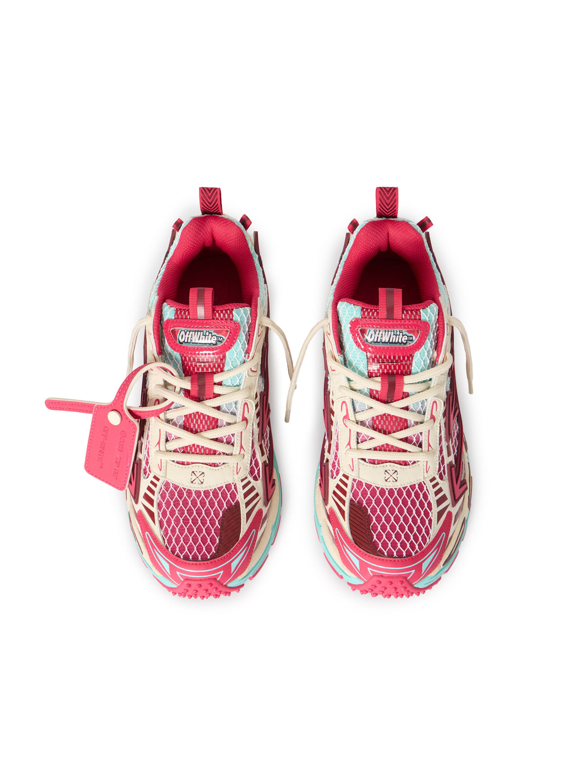 OFF WHITE Be Right Back Fishnet Sneakers ROSE RED - CELESTE OWIA289S26FAB004