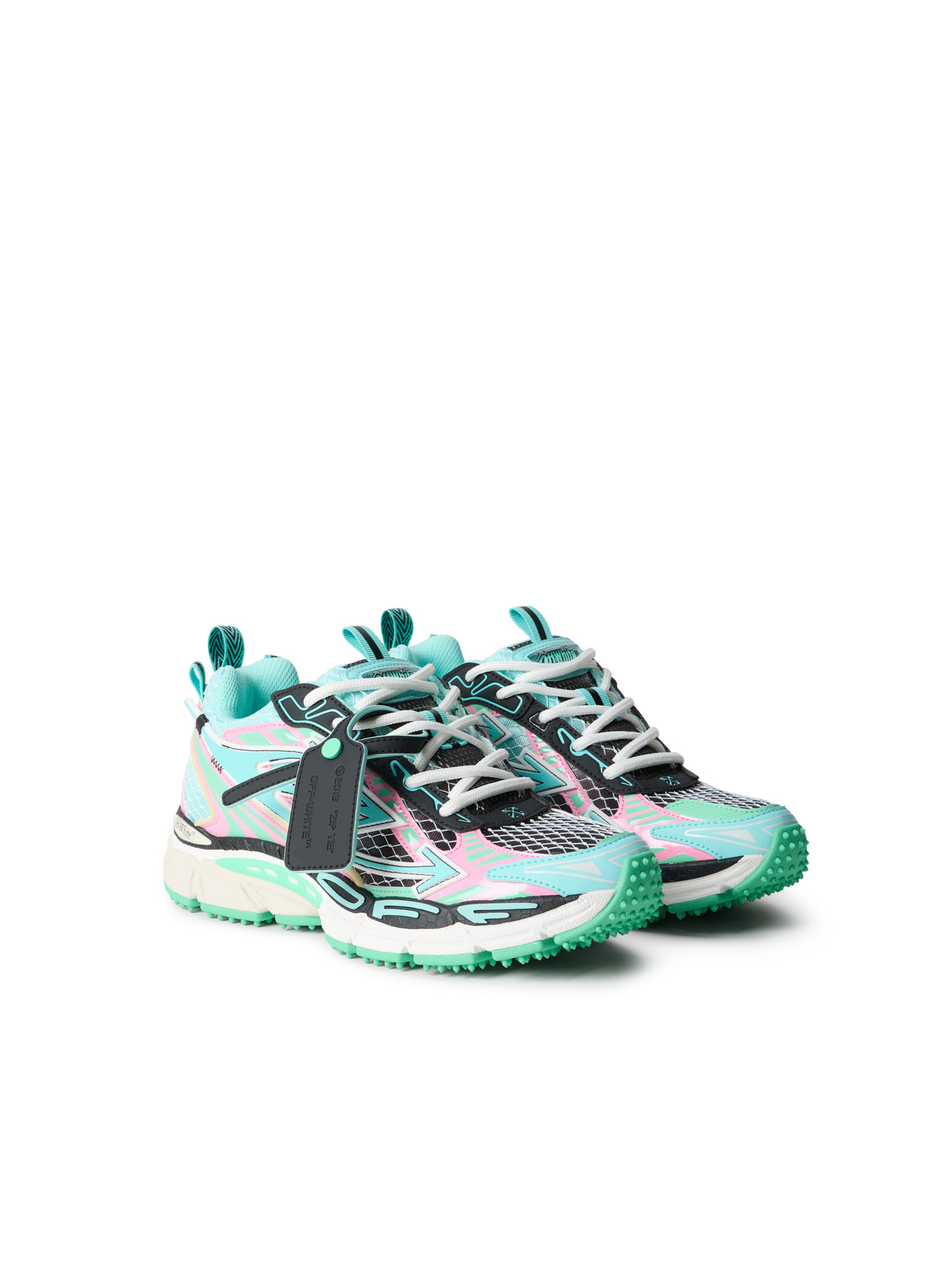 OFF WHITE Be Right Back Fishnet Sneakers AQUA - MINT OWIA289S26FAB004