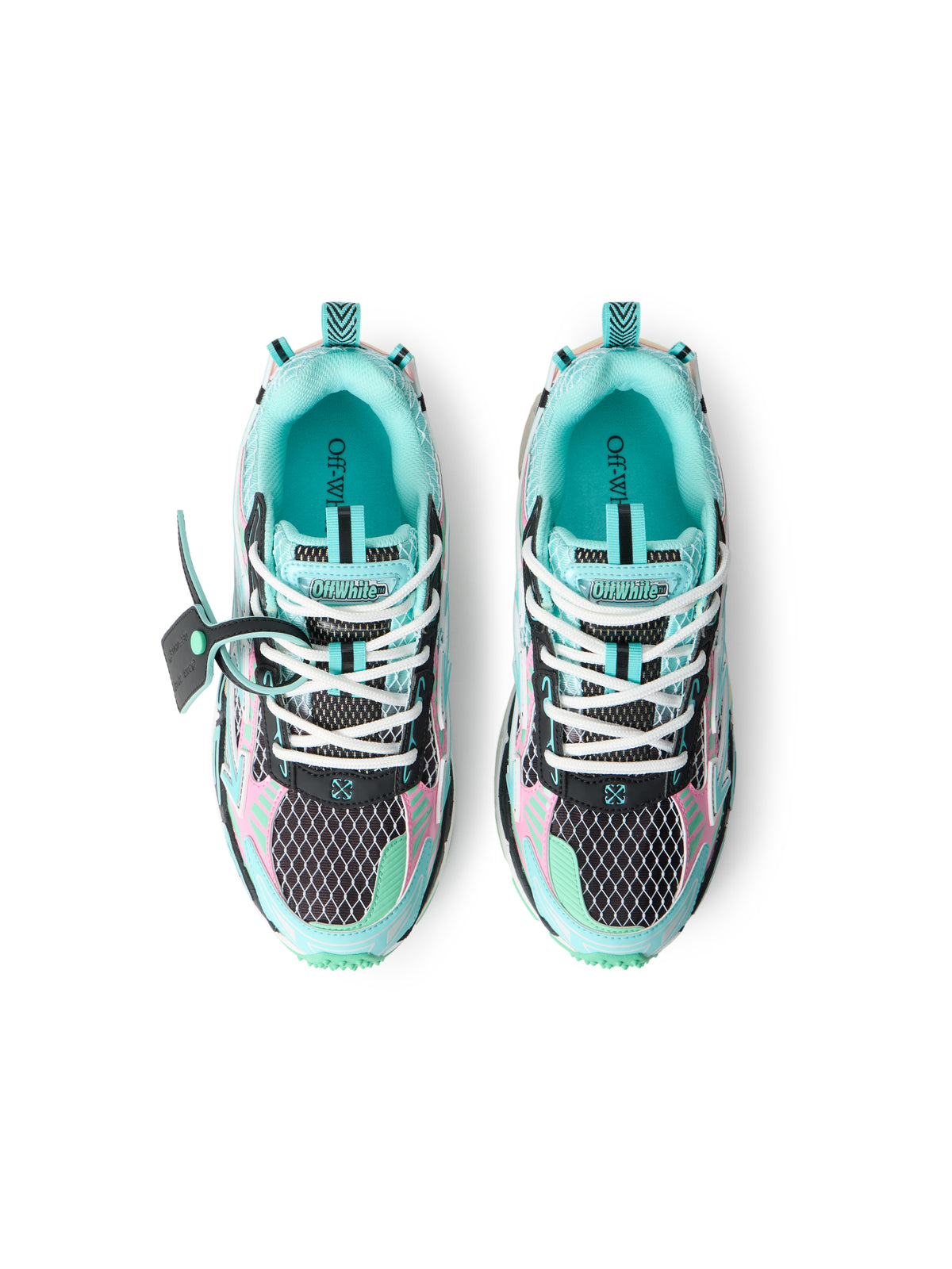 OFF WHITE Be Right Back Fishnet Sneakers AQUA - MINT OWIA289S26FAB004