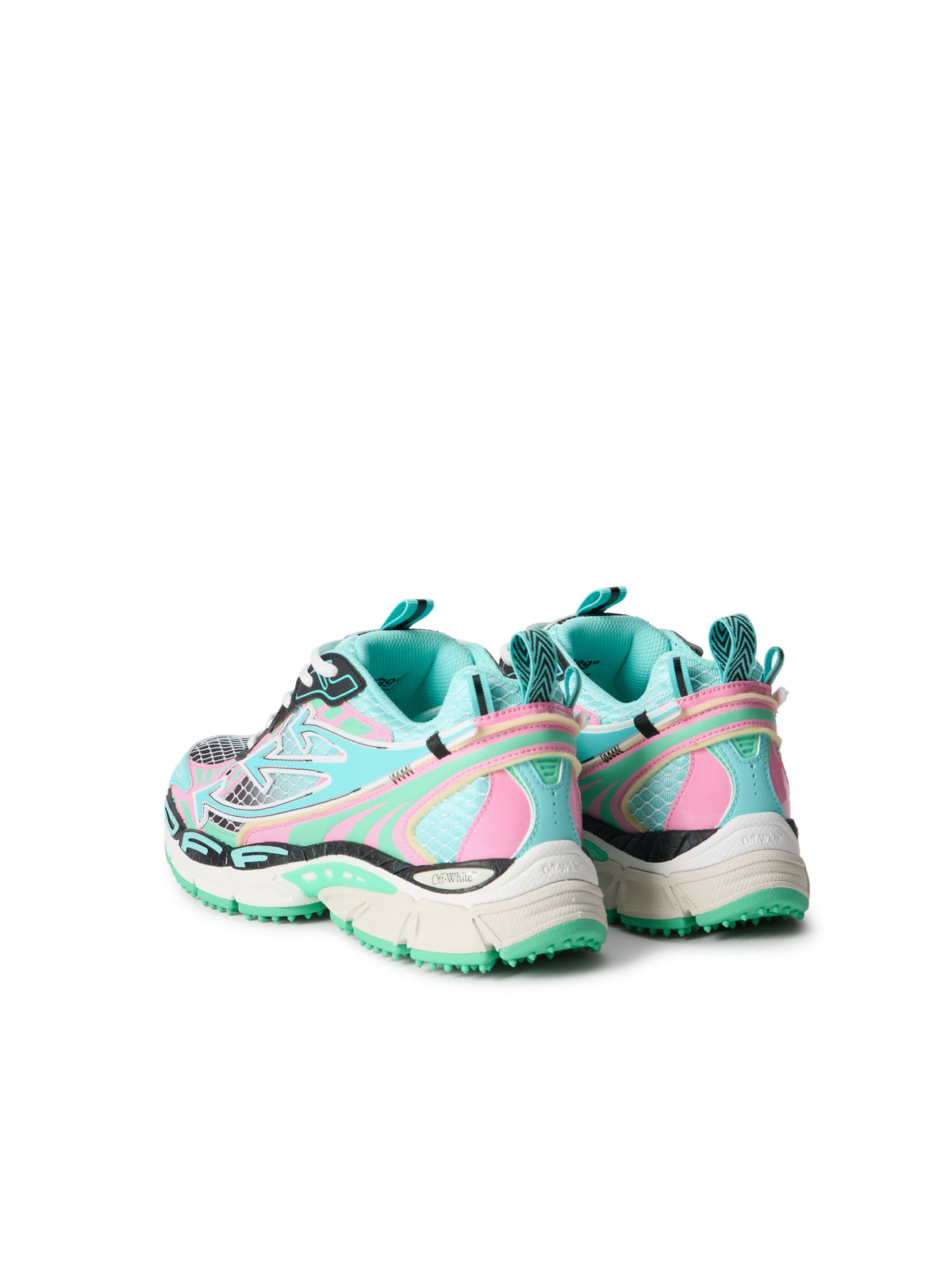 OFF WHITE Be Right Back Fishnet Sneakers AQUA - MINT OWIA289S26FAB004