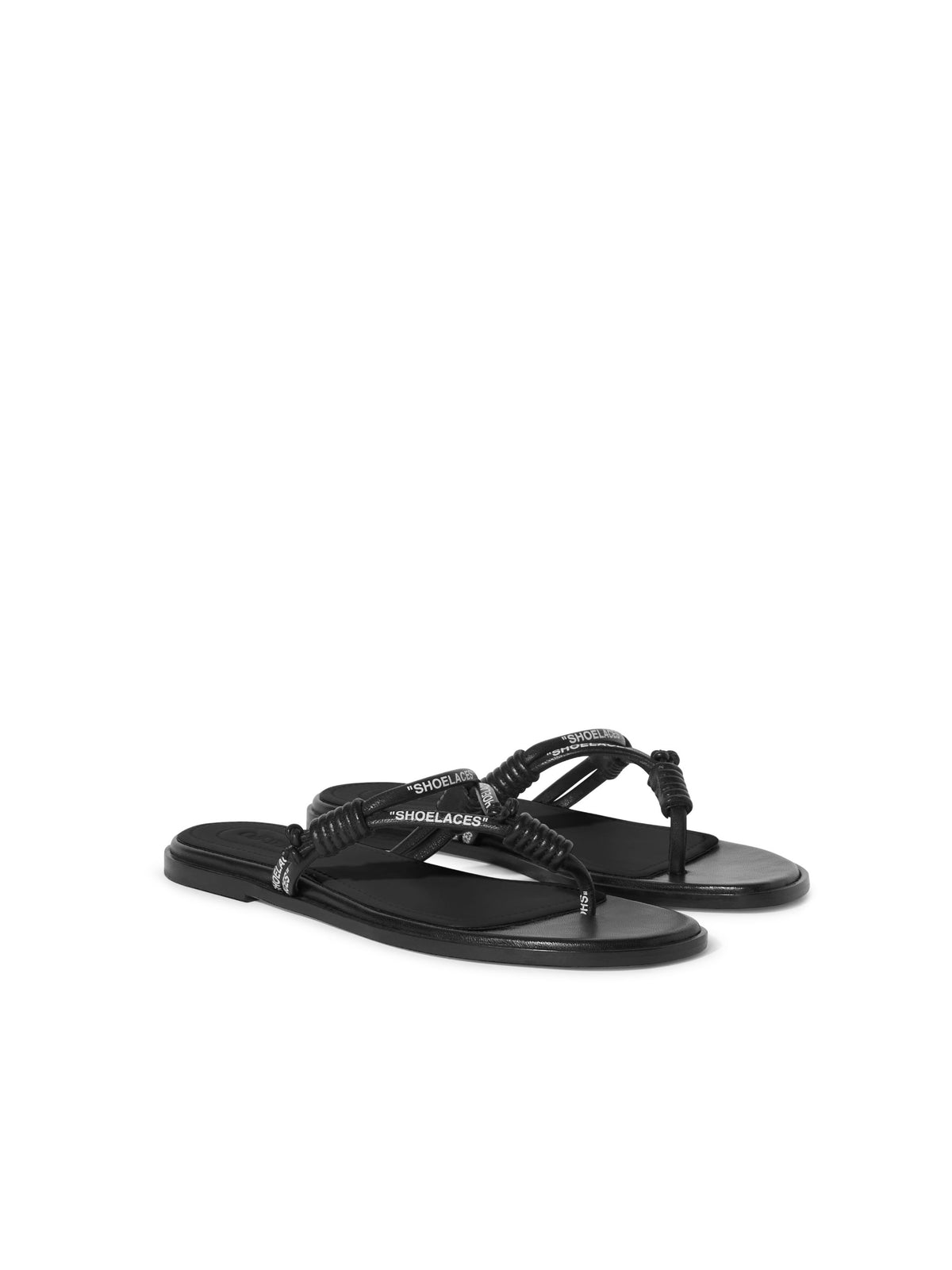 OFF WHITE Shoelace Flat Sandal BLACK OWIH05DS25LEA001
