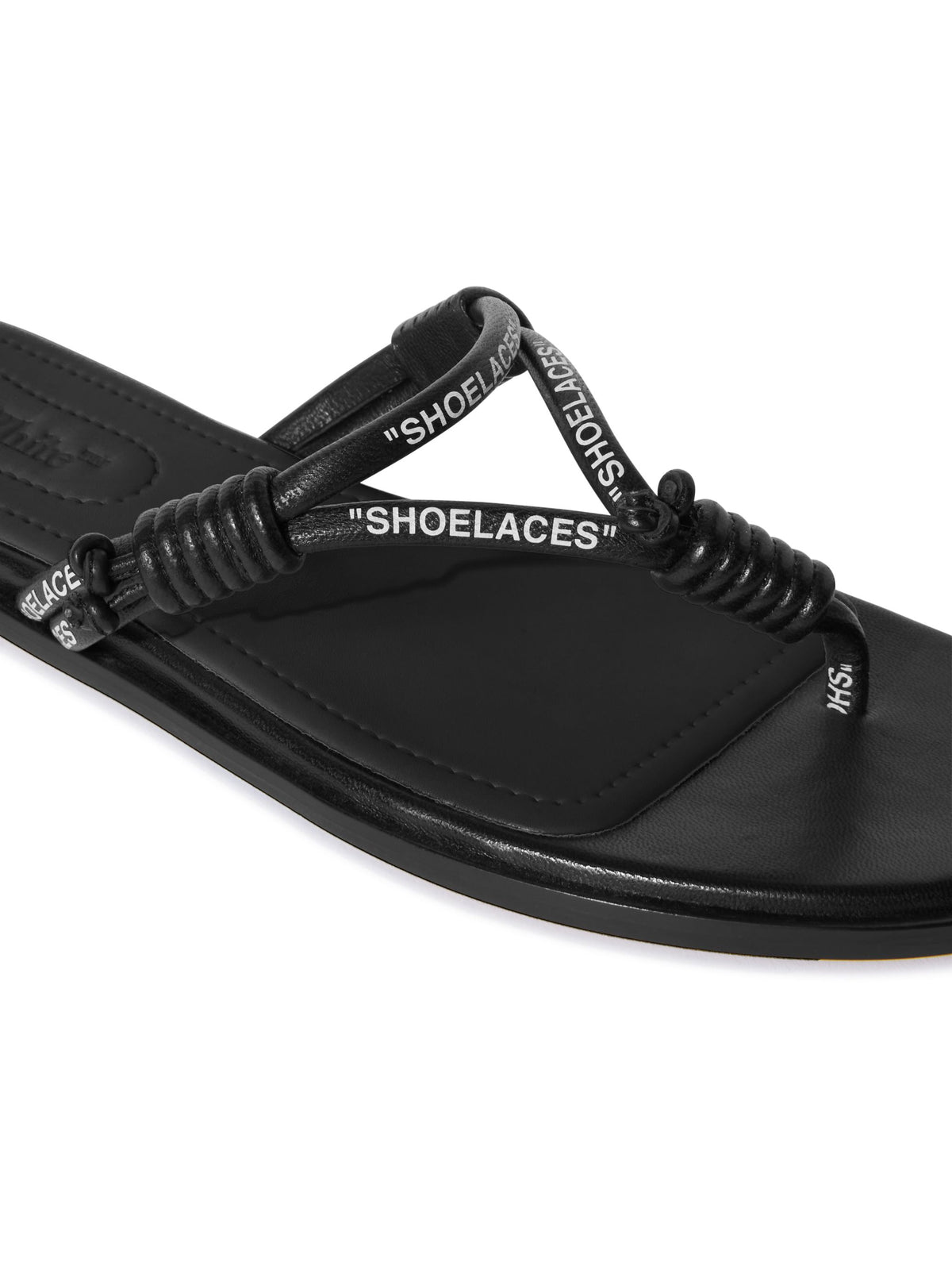 OFF WHITE Shoelace Flat Sandal BLACK OWIH05DS25LEA001