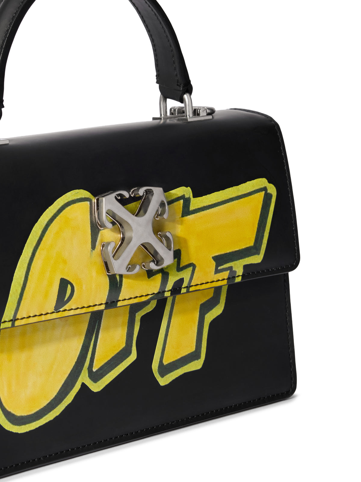 OFF WHITE Jitney 1.4 Top Handle Bag BLACK - YELLOW OWNP062F25LEA002