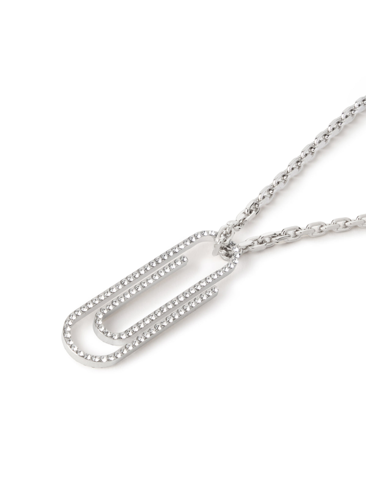 OFF WHITE Paperclip Strass Necklace SILVER OWOB146S26MET001
