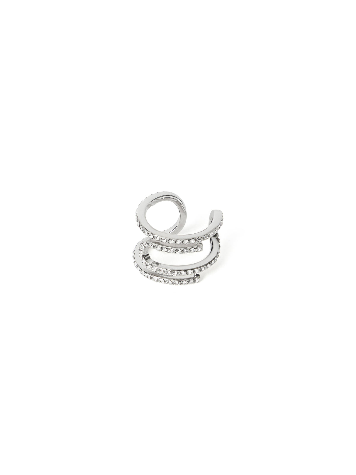 OFF WHITE Paperclip Strass Ring SILVER OWOC11ZS26MET001