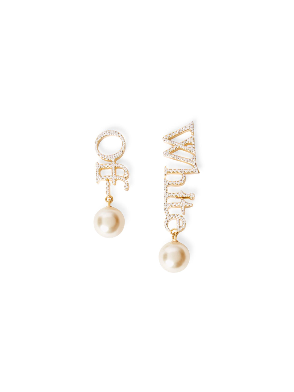 OFF WHITE Pearls and Strass Logo Earrings GOLD OWOD298C99MET001