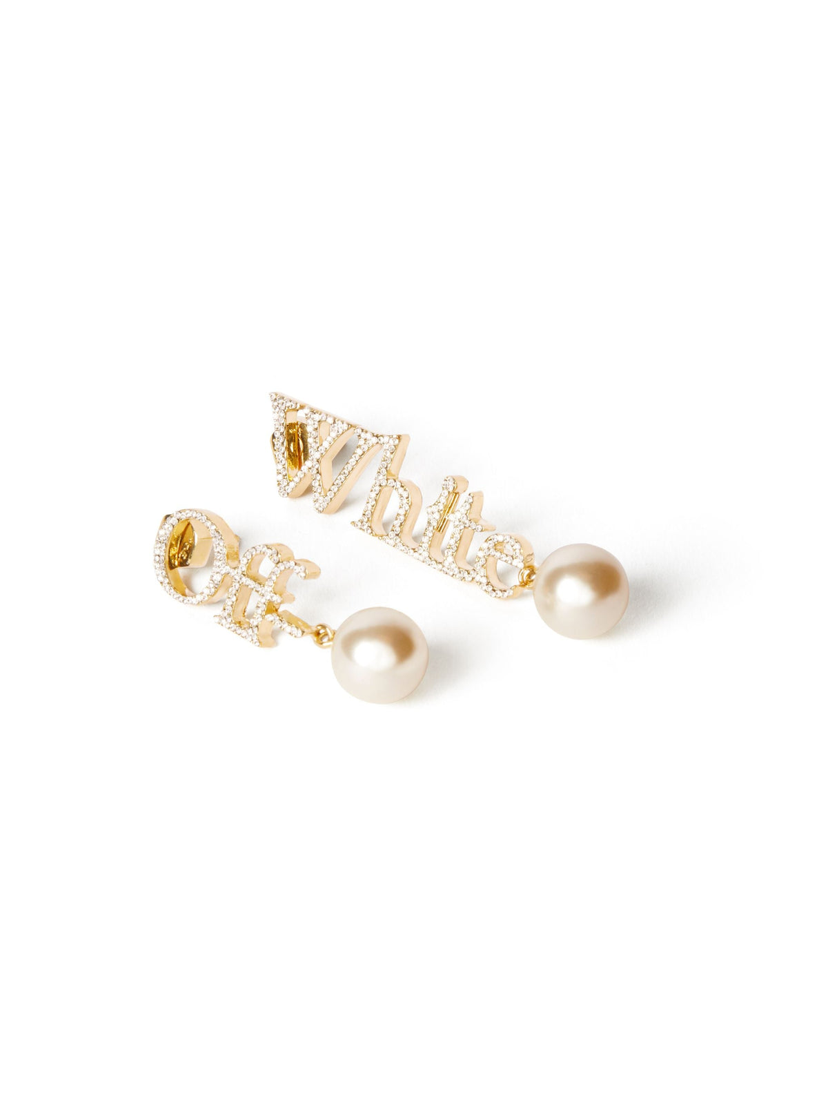 OFF WHITE Pearls and Strass Logo Earrings GOLD OWOD298C99MET001
