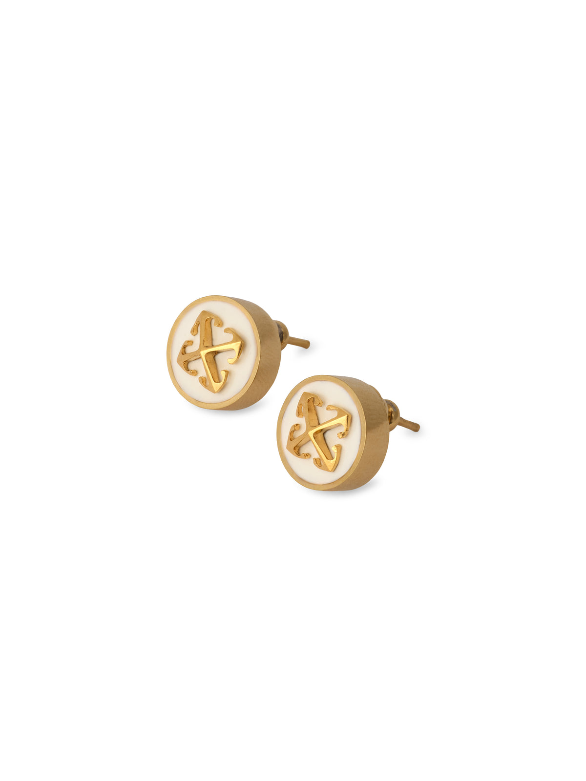 OFF WHITE Round Arrow Earrings GOLD - WHITE OWOD29YF25MET001