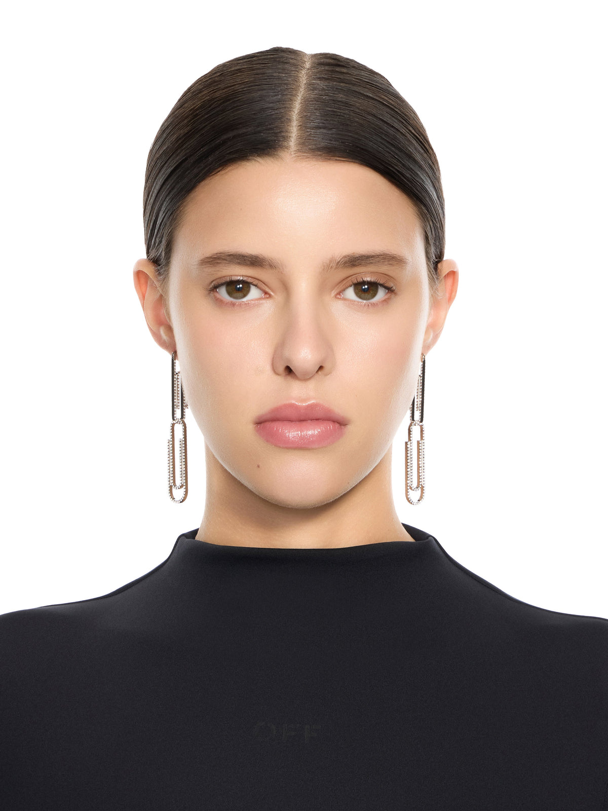 OFF WHITE Paperclip Strass Earrings SILVER OWOD2ACS26MET001