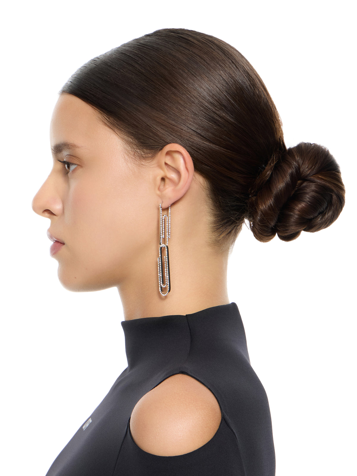 OFF WHITE Paperclip Strass Earrings SILVER OWOD2ACS26MET001
