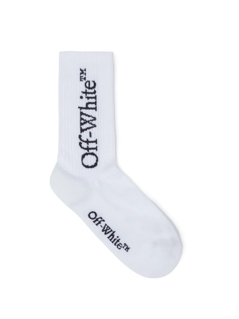 OFF WHITE Mid Bookish Calf Socks WHITE BLACK OWRA035C99KNI001