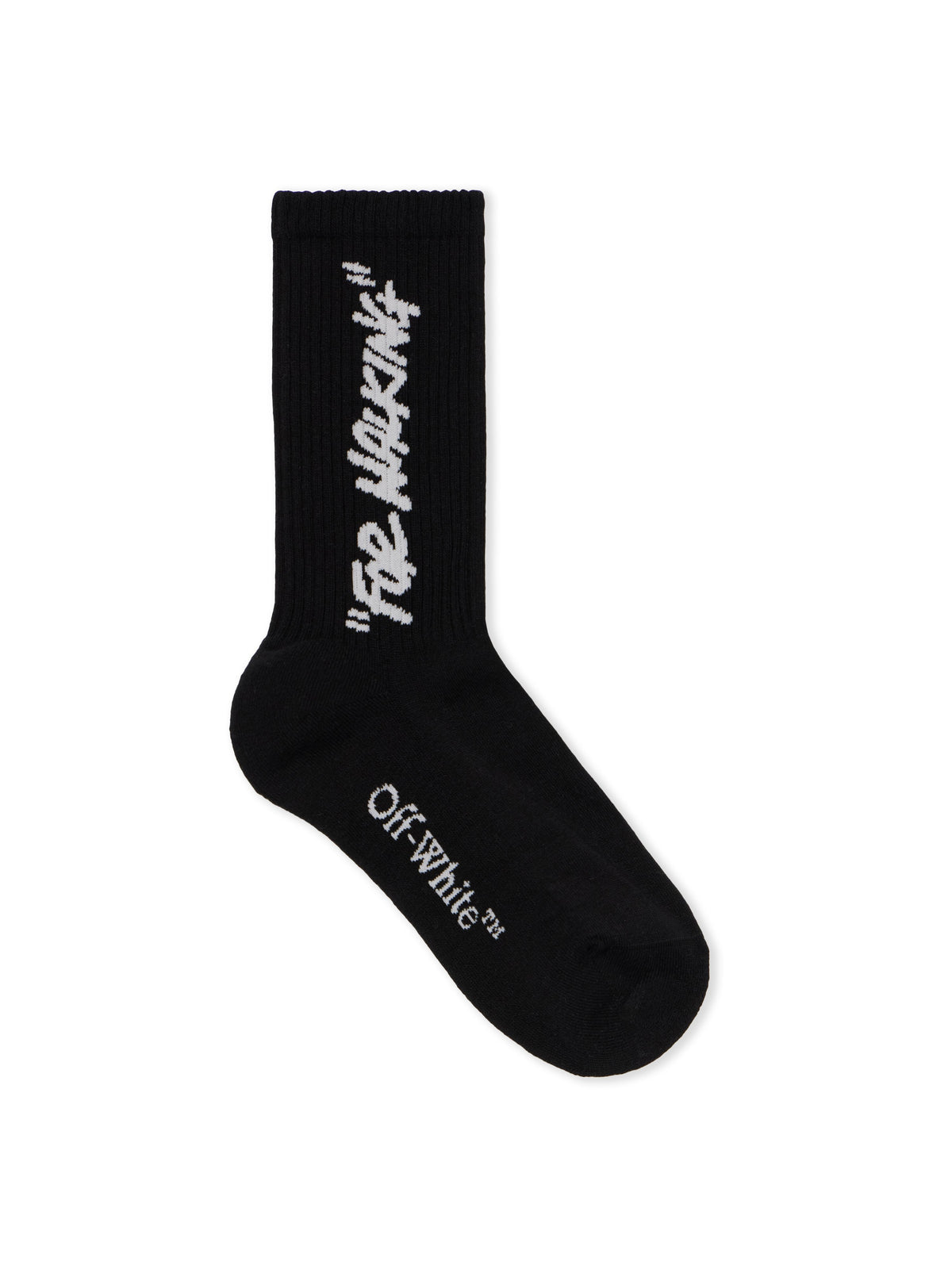 OFF WHITE Quote Mid Calf Socks BLACK - LIGHT GREY OWRA035F25KNI003