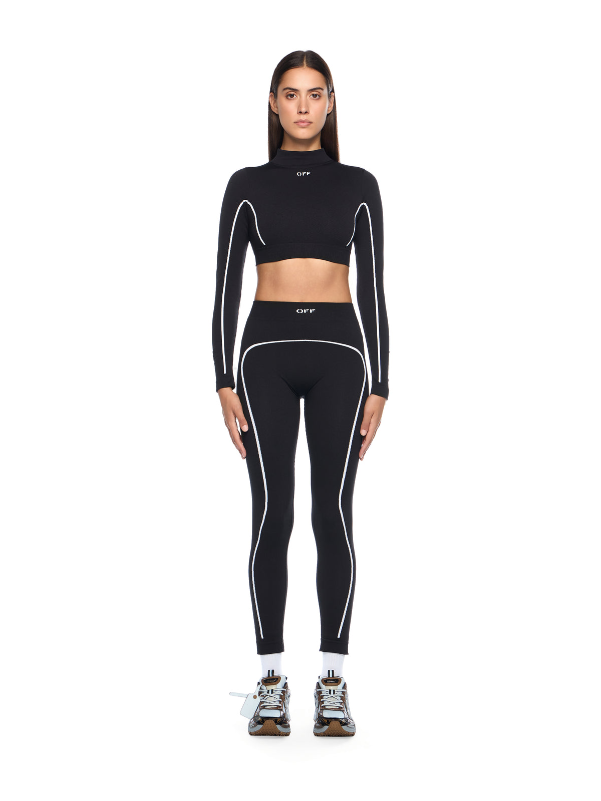 OFF WHITE Off Stamp Seamless Crop Top BLACK - WHITE OWVB04EC99KNI001