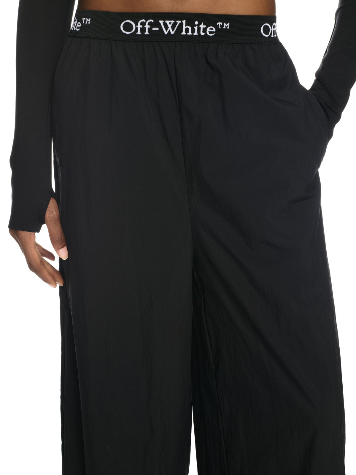 OFF WHITE Logoband Nylon Pant BLACK OWVI016S25FAB001
