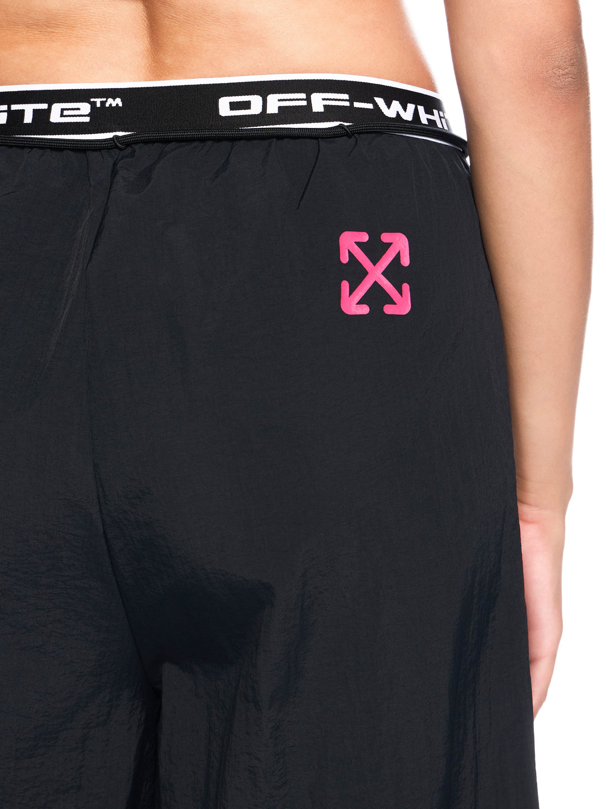 OFF WHITE Logoband Wide-Leg Pants BLACK - FUCHSIA OWVI017F25FAB001