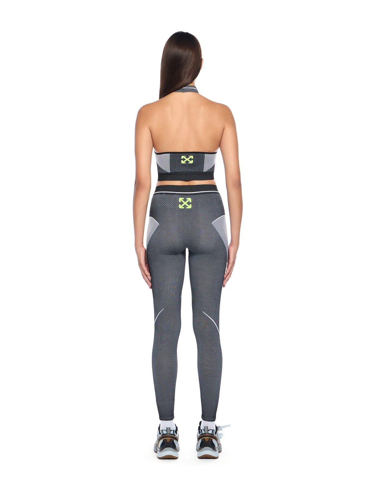 OFF WHITE Race Logo Arrow Seamless Top BLACK - LIME OWVO05HF25KNI001
