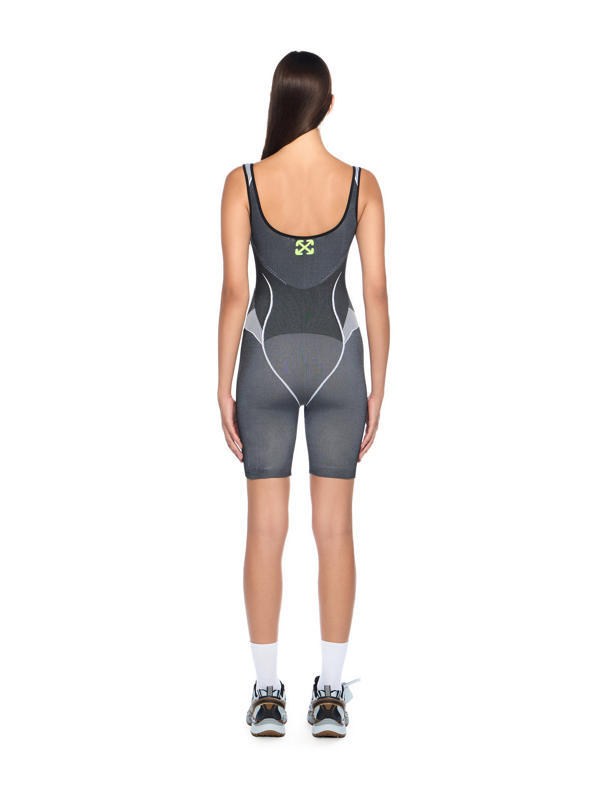 OFF WHITE Race Logo Arrow Seamless Onesie BLACK - LIME OWVP001F25KNI001