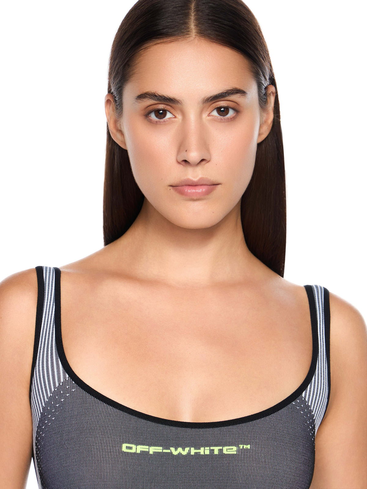 OFF WHITE Race Logo Arrow Seamless Onesie BLACK - LIME OWVP001F25KNI001