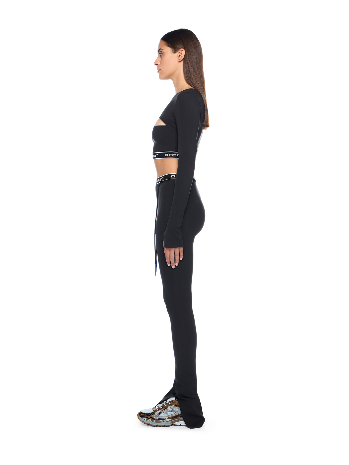 OFF WHITE Logoband Split Leggings BLACK - FUCHSIA OWVV01DF25JER001
