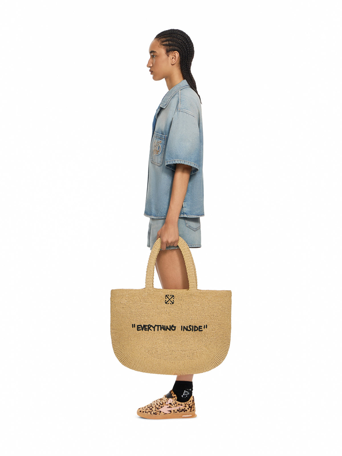 Jitney Quote Raffia Tote Bag