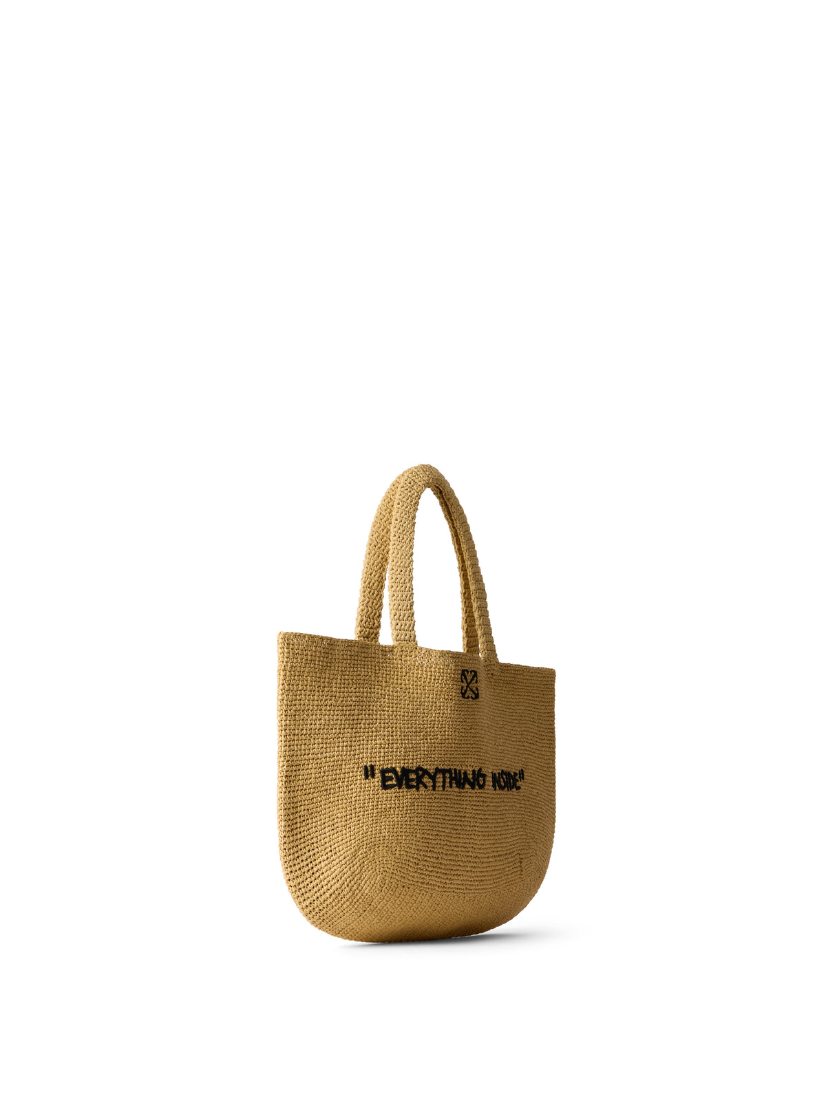 OFF WHITE Jitney Quote Raffia Tote Bag SAND OWWNA15F26FB01