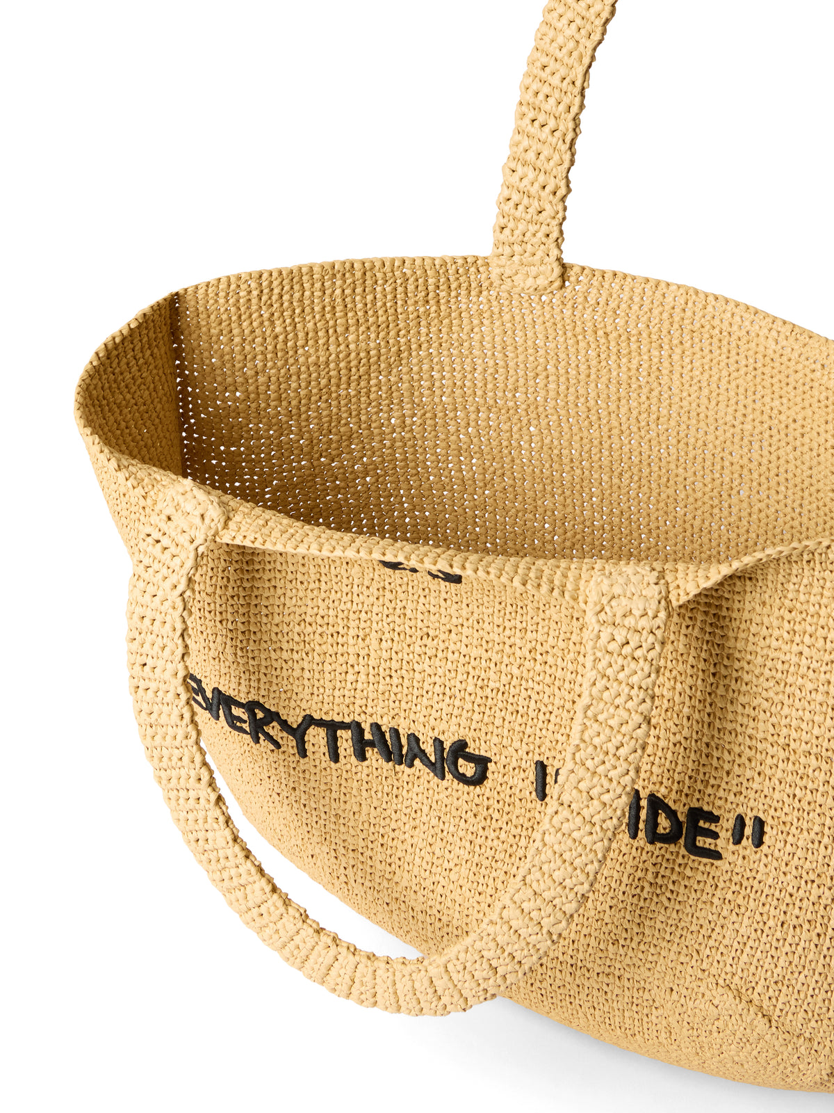 OFF WHITE Jitney Quote Raffia Tote Bag SAND OWWNA15F26FB01