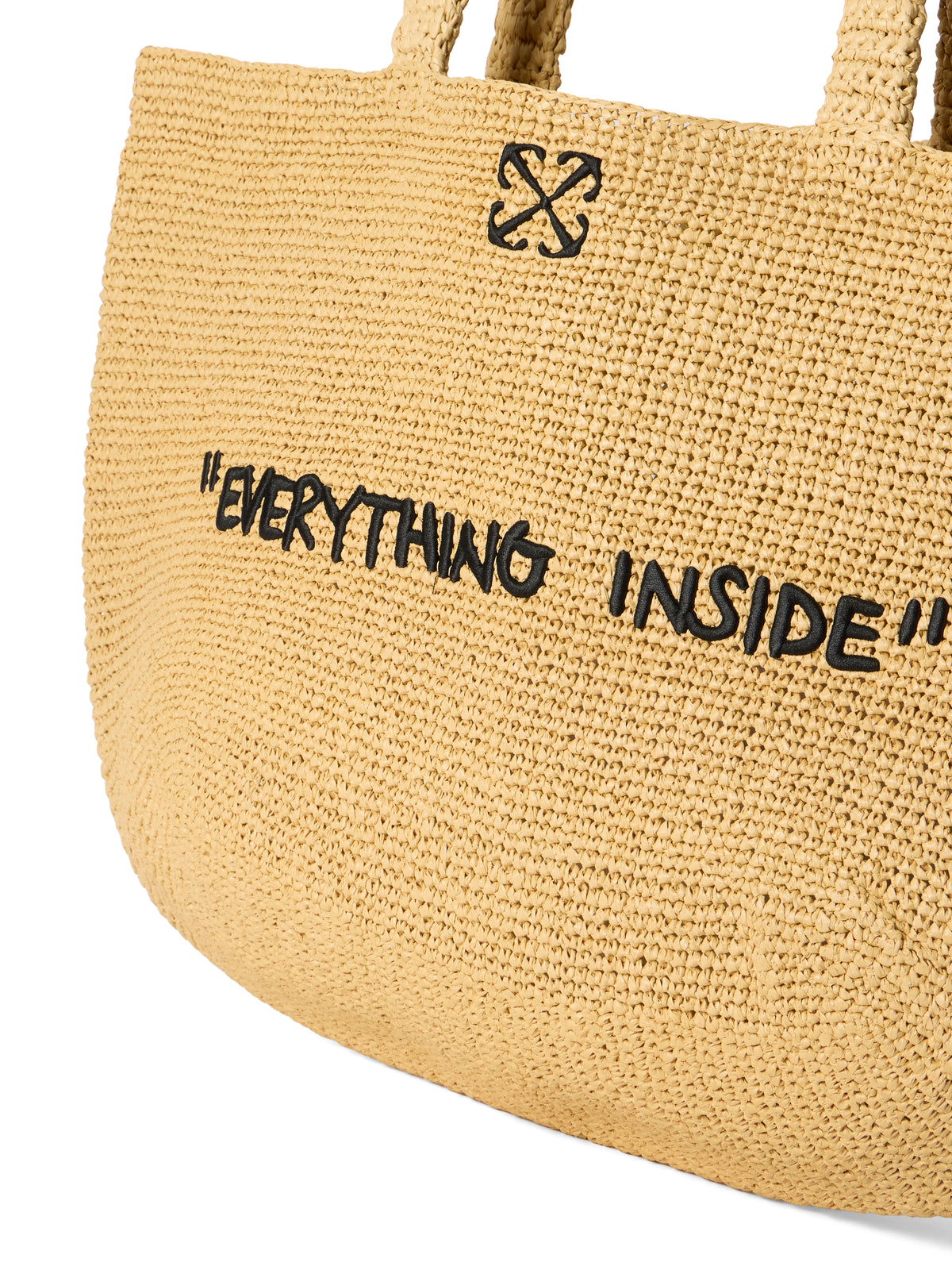 OFF WHITE Jitney Quote Raffia Tote Bag SAND OWWNA15F26FB01