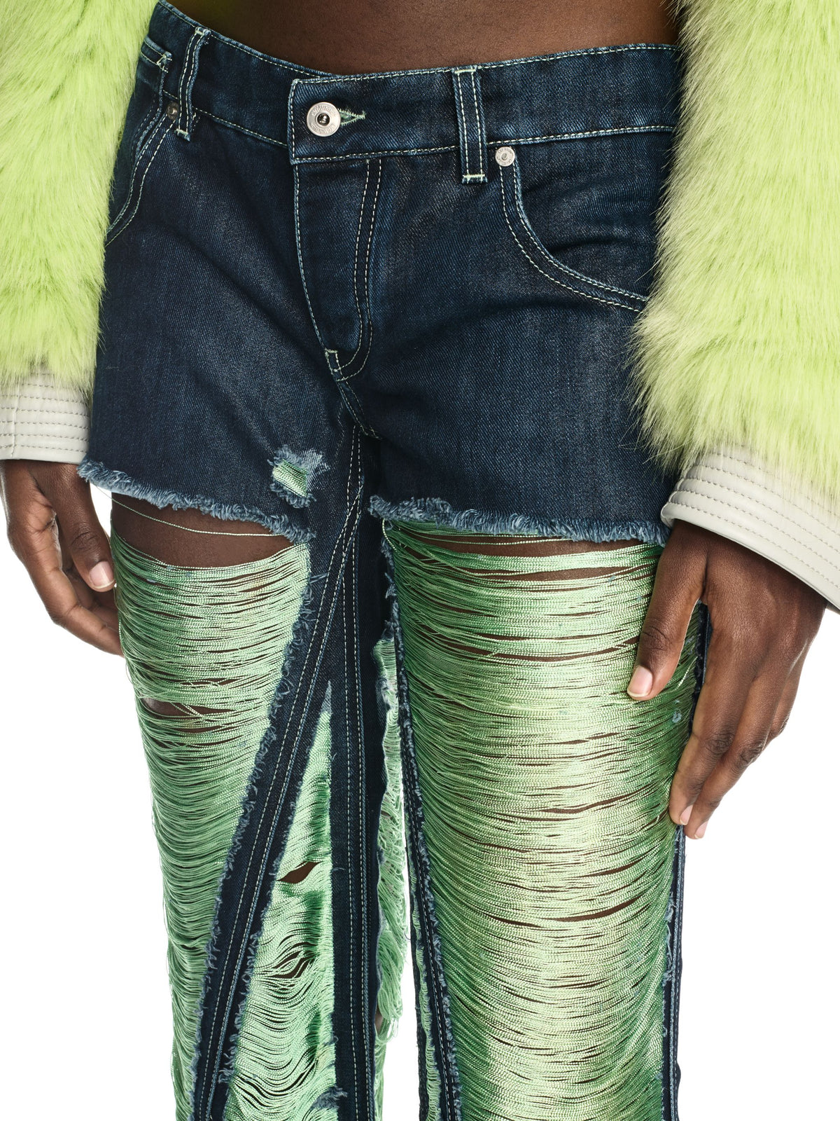 OFF WHITE Shredded Denim 5Pkt Pants BLUE OWYA065W24DEN001