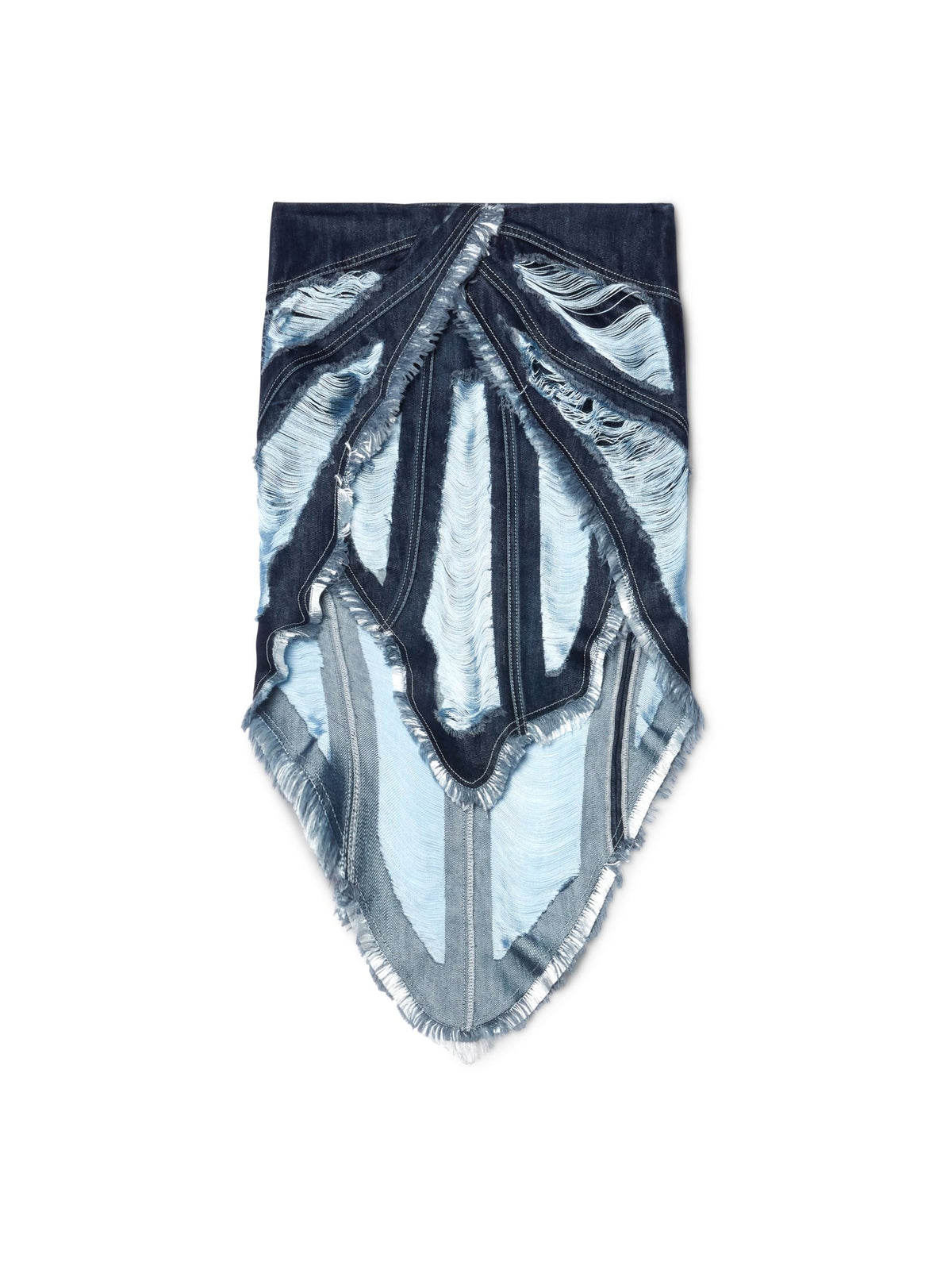 OFF WHITE Shredded Denim Skirt BLUE OWYF02BW24DEN001