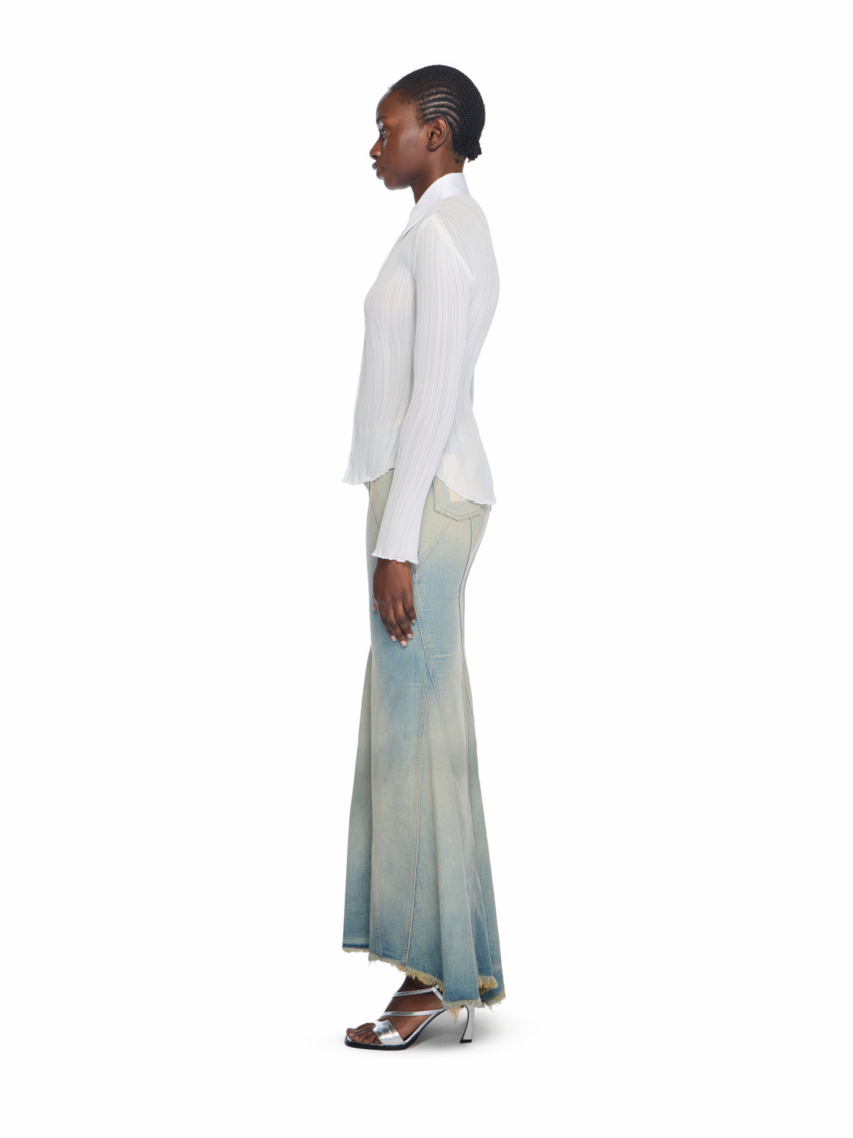 Half Arrow Low Waist Denim Skirt