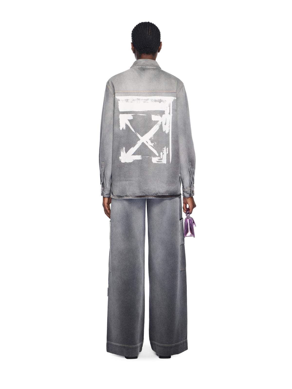 OFF WHITE Ink Arrow Denim Shirt Jacket BLEACH BLACK-WHITE OWYQ004F25DEN002