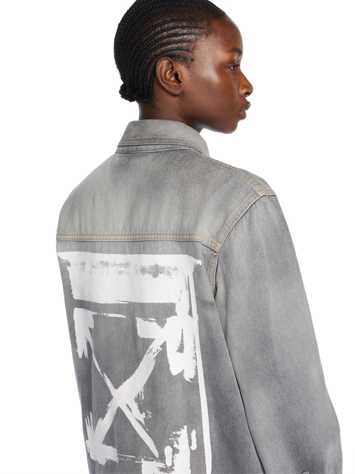 OFF WHITE Ink Arrow Denim Shirt Jacket BLEACH BLACK-WHITE OWYQ004F25DEN002